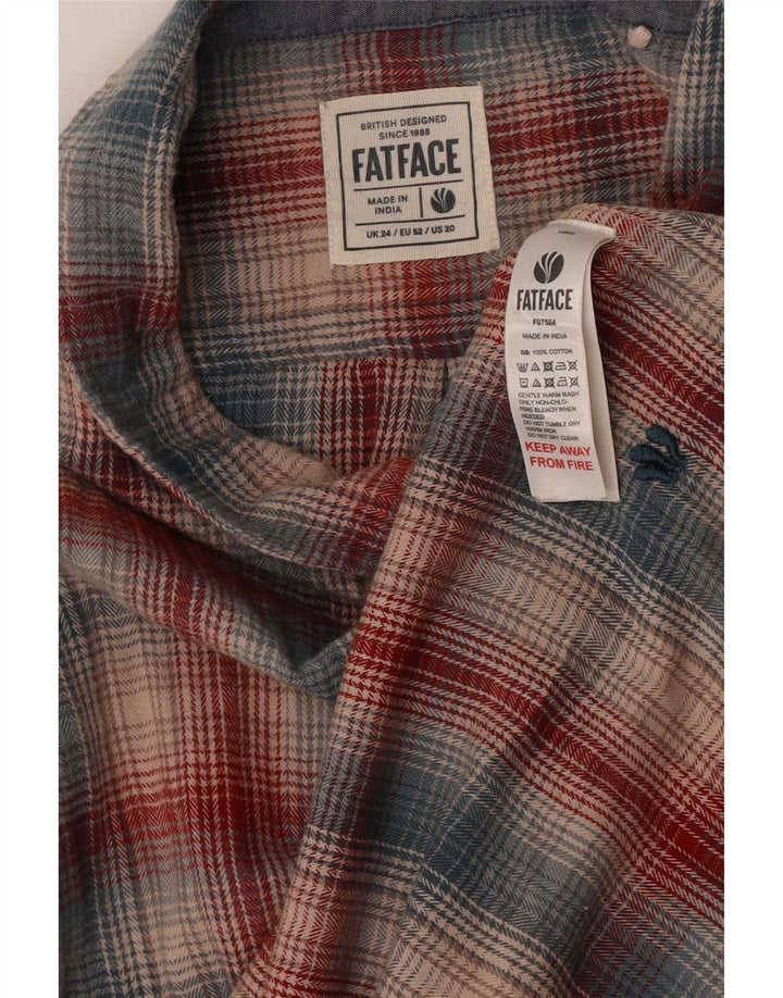 Fat Face Dame Flanellskjorte UK 24 4XL Flerfarvet ternet bomuld