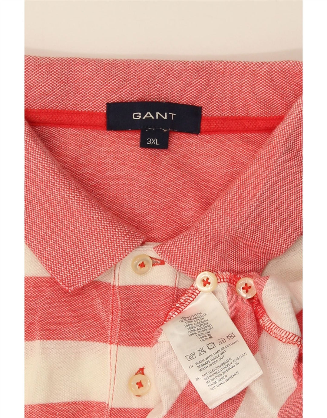 Gant Polo Shirt til mænd 3XL rødstribet bomuld