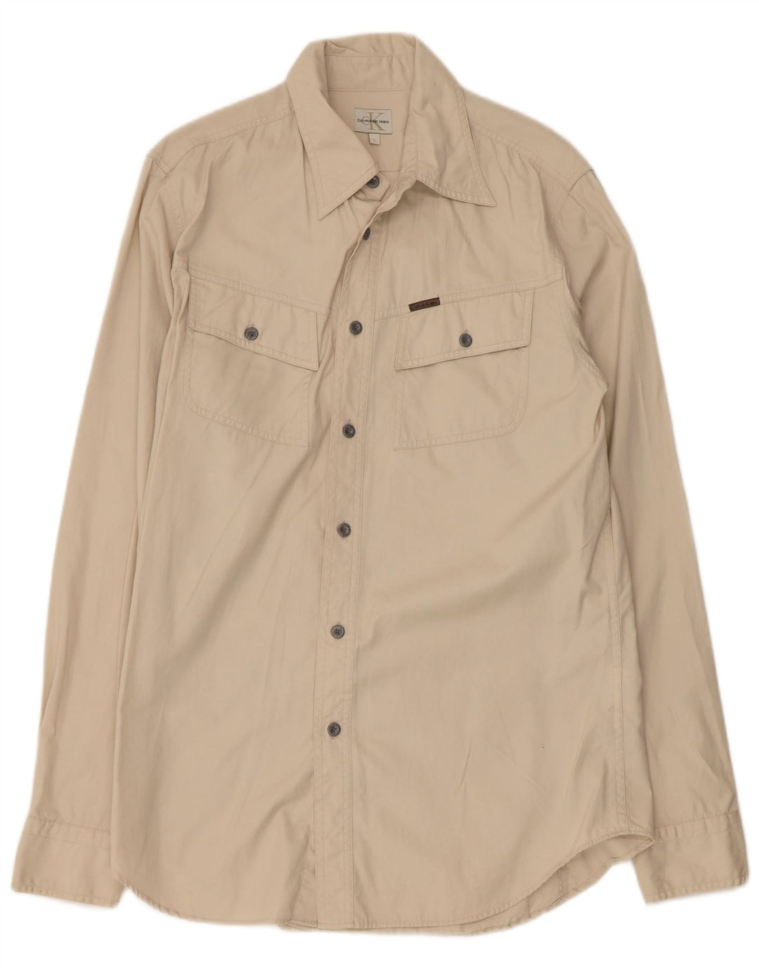 CALVIN KLEIN JEANS Herreskjorte Stor Beige Bomuld