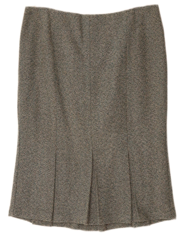 Benetton Dame Havfrue Nederdel IT 46 Large W34 Grøn Flecked Polyester