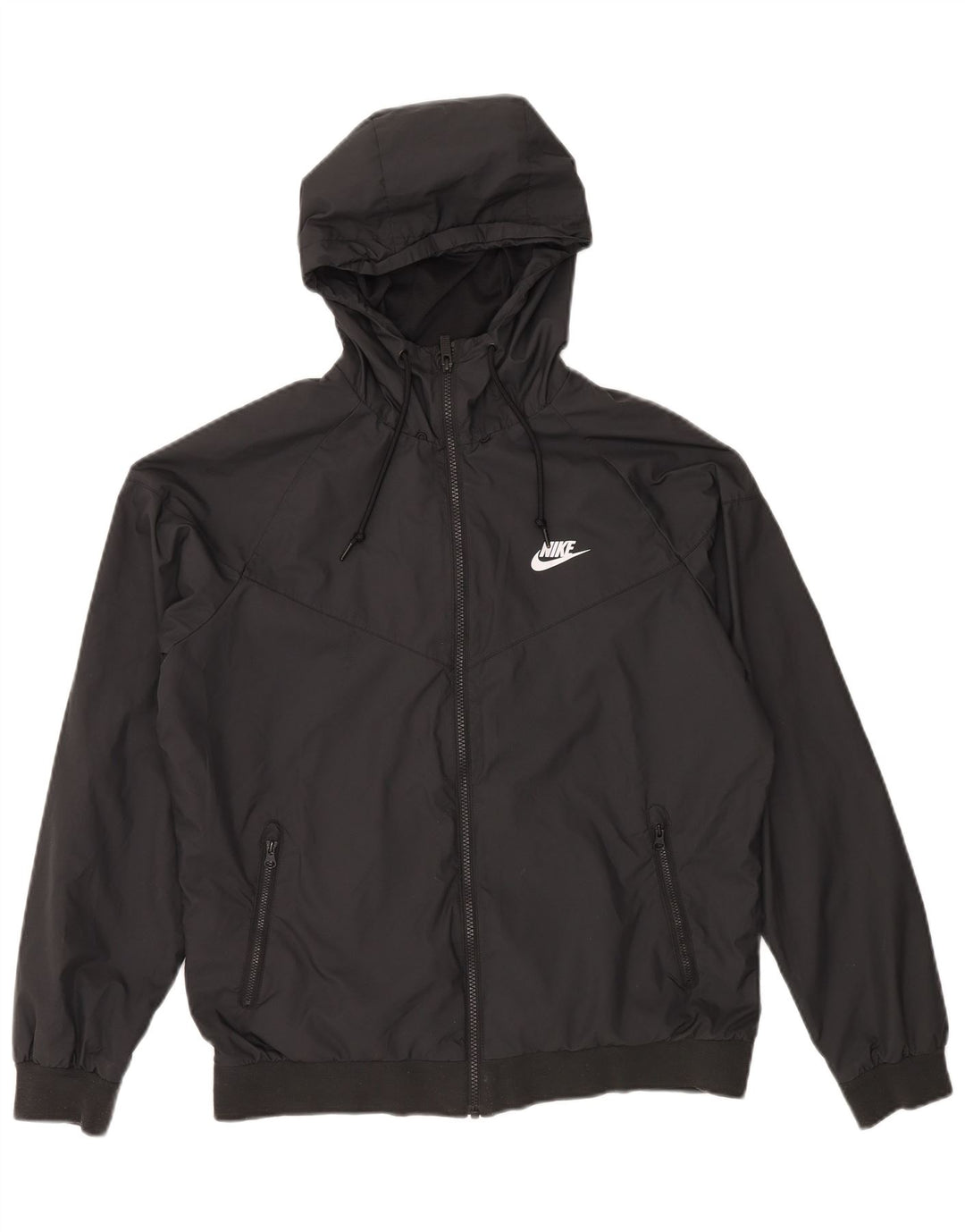 NIKE Windbreaker-jakke med hætte til mænd UK 38 Medium Sort Polyester