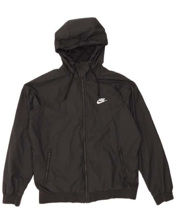 NIKE Windbreaker-jakke med hætte til mænd UK 38 Medium Sort Polyester