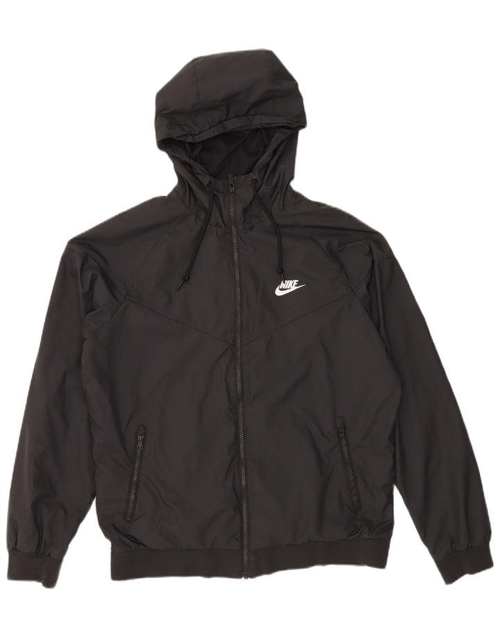 NIKE Windbreaker-jakke med hætte til mænd UK 38 Medium Sort Polyester