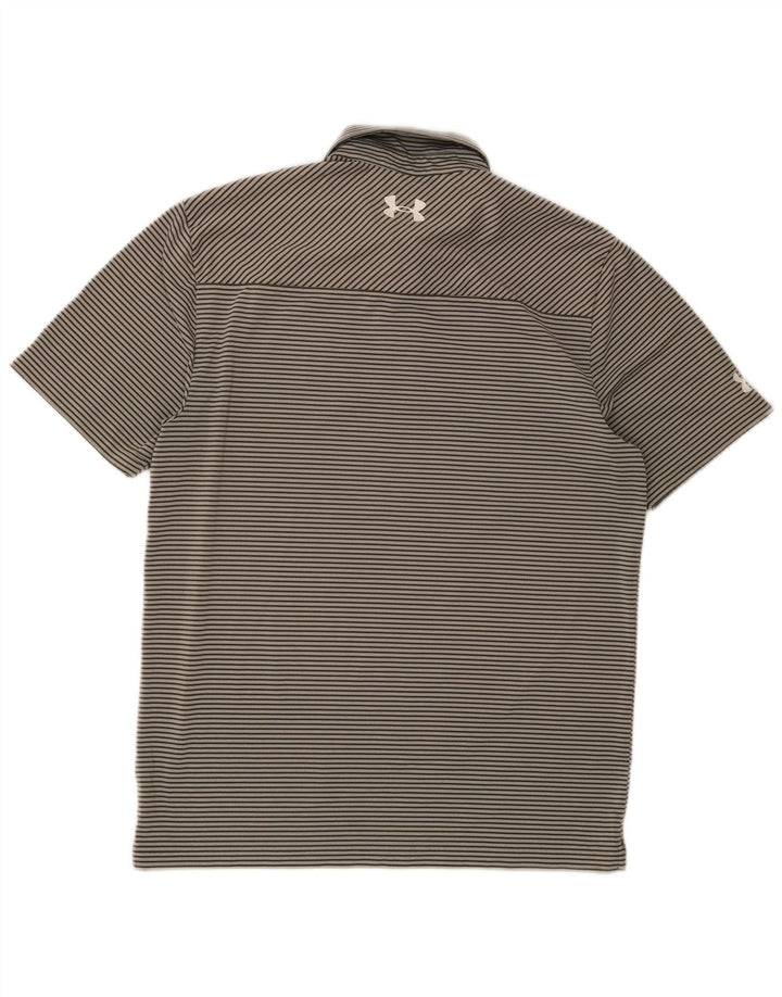Under Armour Herre Heat Gear Polo Shirt Medium Grey Pinstripe