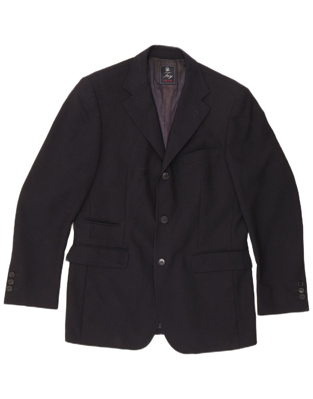 Fay Mens 3 Button Blazer Jacket UK 38 Medium Navy Blue Virgin Wool