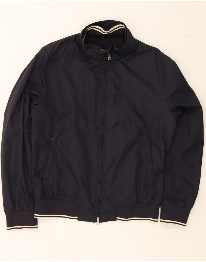 MARINA YACHTING Mens Bomber Jacket IT 50 Large Navy Blue Polyester Vintage Marina Yachting and Second-Hand Marina Yachting from Messina Hembry 