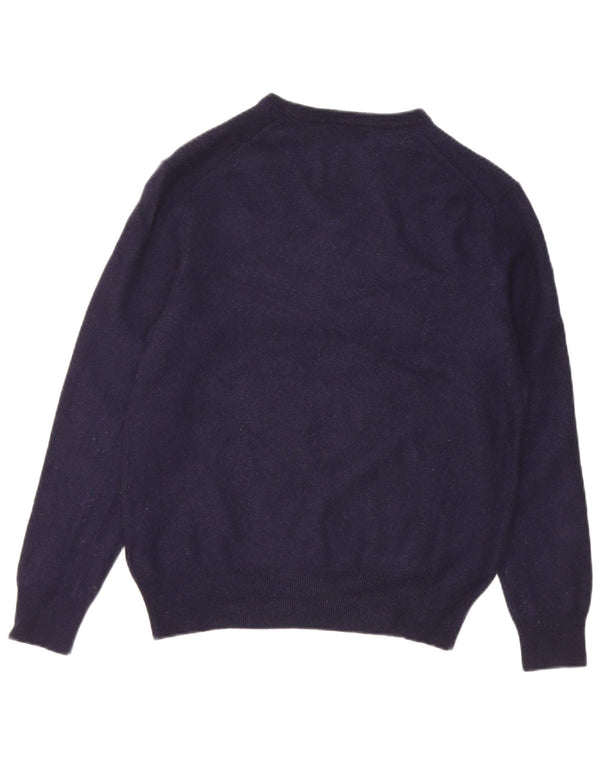 Polo Ralph Lauren Mens V-Neck Jumper Sweater Medium Navy Blue Merino Wool