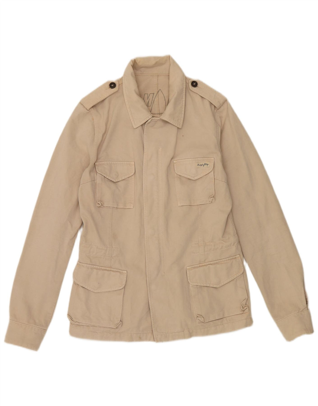 MURPHY & NYE Womens Military Jacket UK 16 Large Beige Cotton