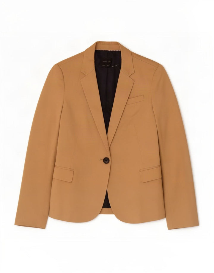 Zara Dame 1 Knap Blazer Jakke UK 12 Medium Beige Bomuld