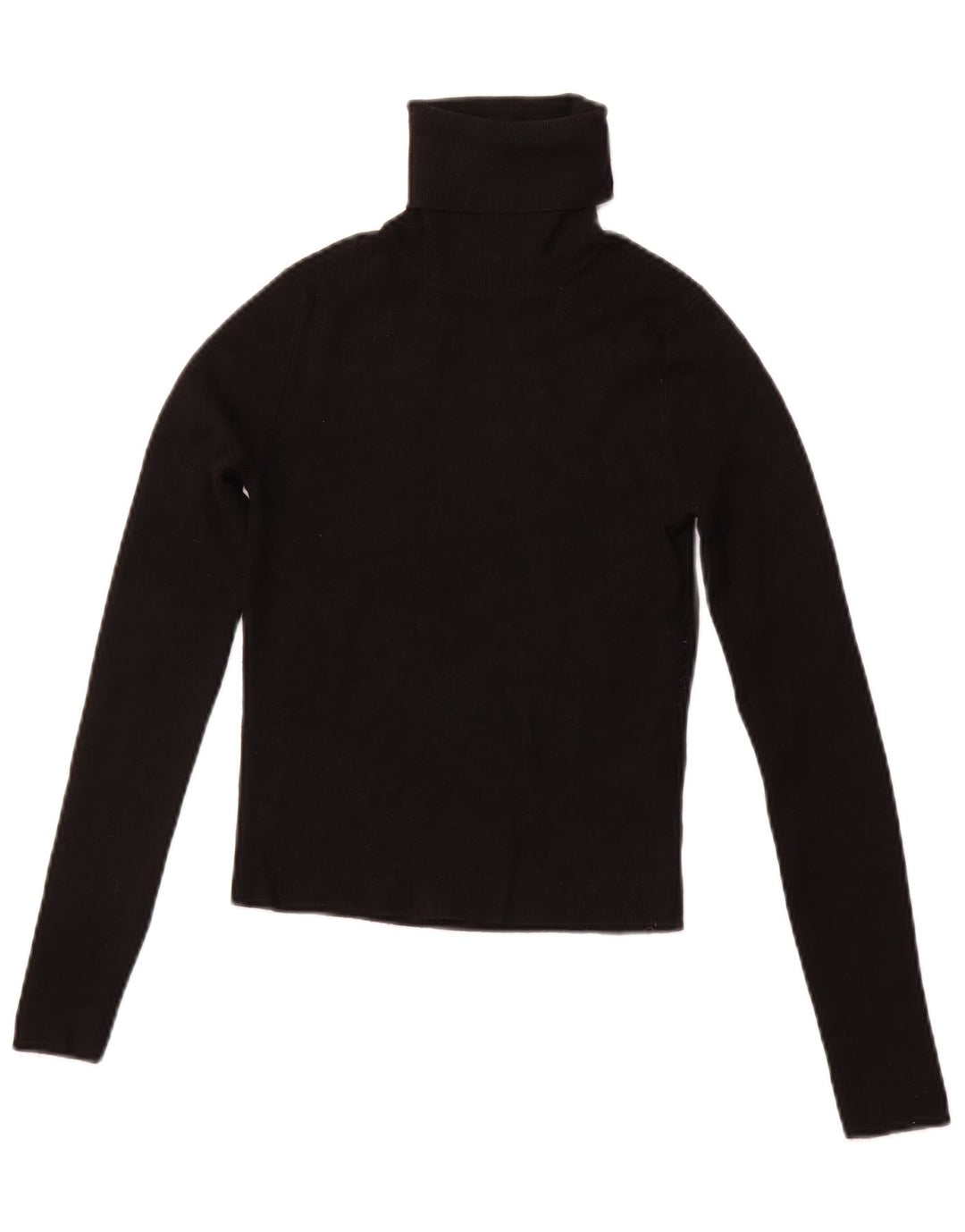 ZARA Dame Crop Roll Neck Jumper Sweater UK 12 Medium Black Viscose