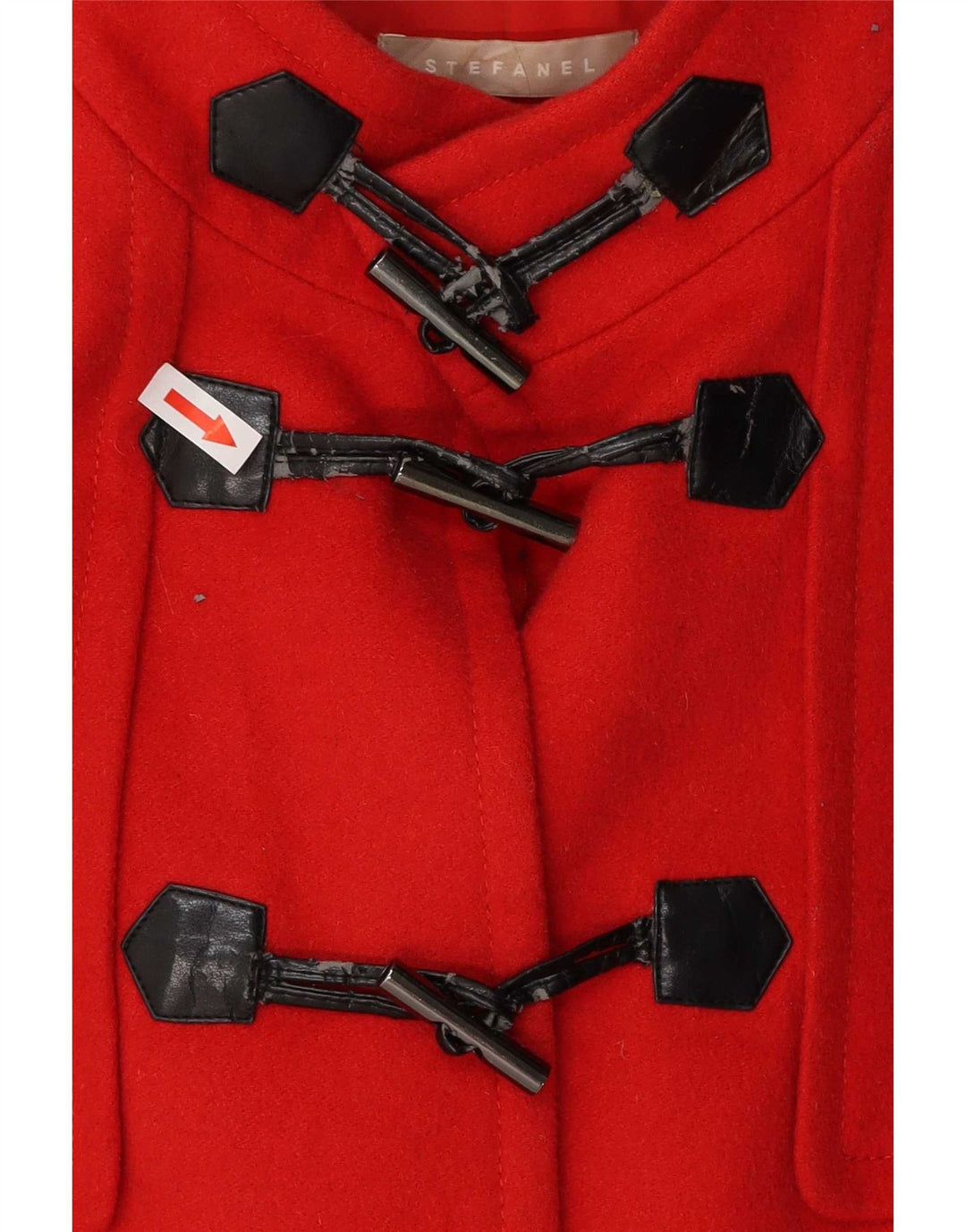 Stefanel Dame Hætte Duffle Jacket IT 48 XL Rød Virgin Wool