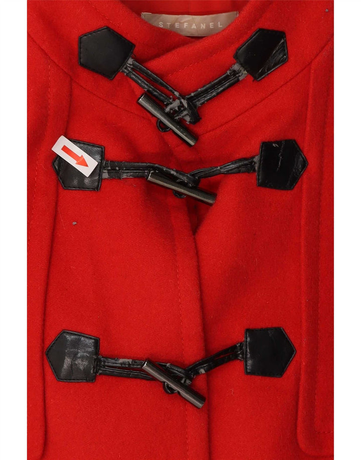 Stefanel Dame Hætte Duffle Jacket IT 48 XL Rød Virgin Wool