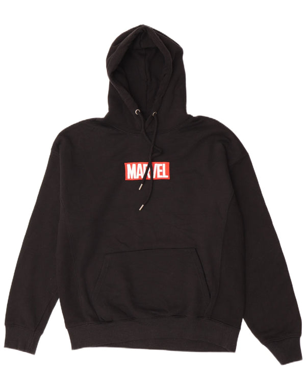 Pull & Bear Herre Marvel Graphic Hoodie Jumper Large Sort Polyester
