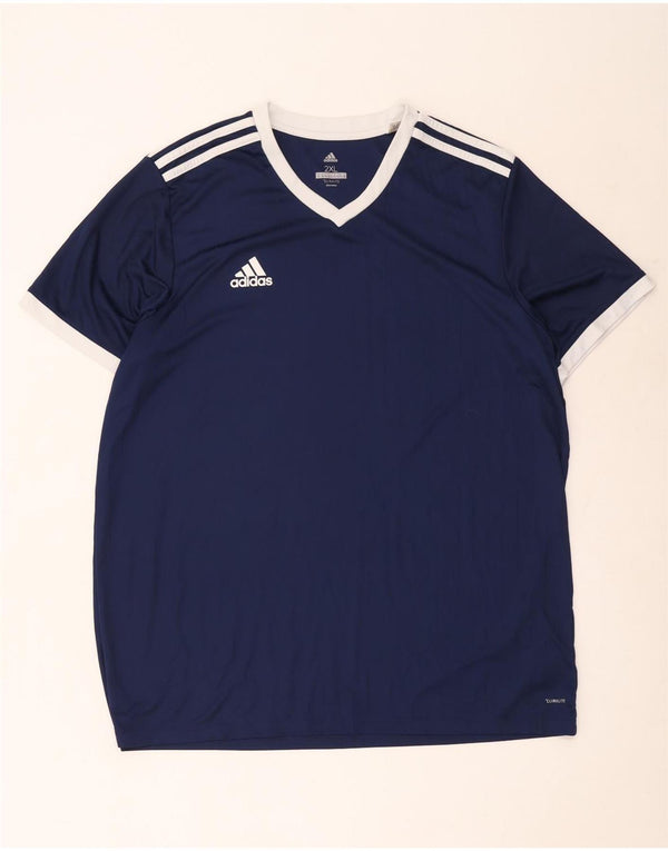 Adidas Herre Climalite T-Shirt Top 2XL Marineblå Colourblock Polyester
