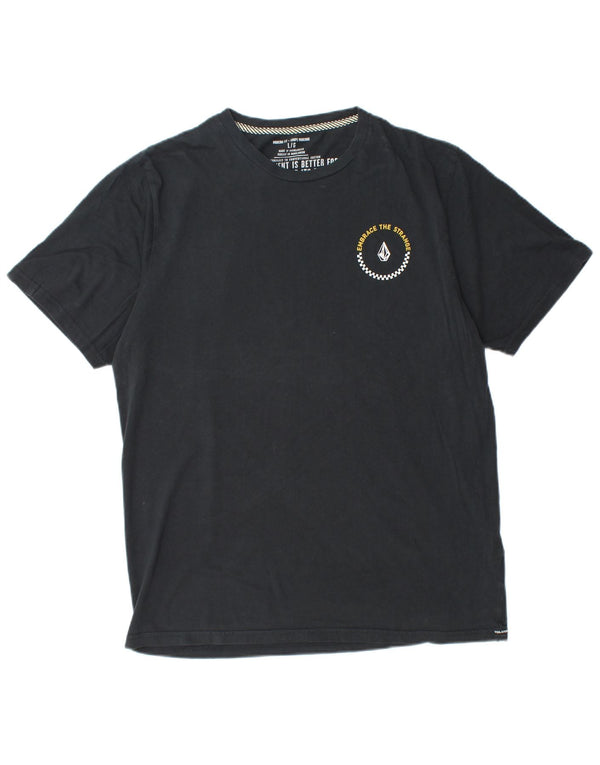 VOLCOM Herre Modern Fit Grafisk T-Shirt Top Stor Sort Bomuld