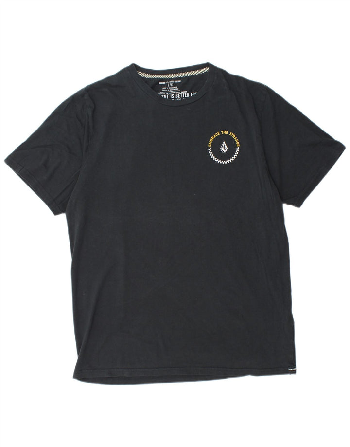 VOLCOM Herre Modern Fit Grafisk T-Shirt Top Stor Sort Bomuld