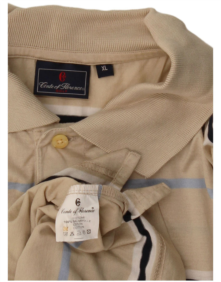 CONTE OF FLORENCE Herre poloshirt XL Beige stribet bomuld