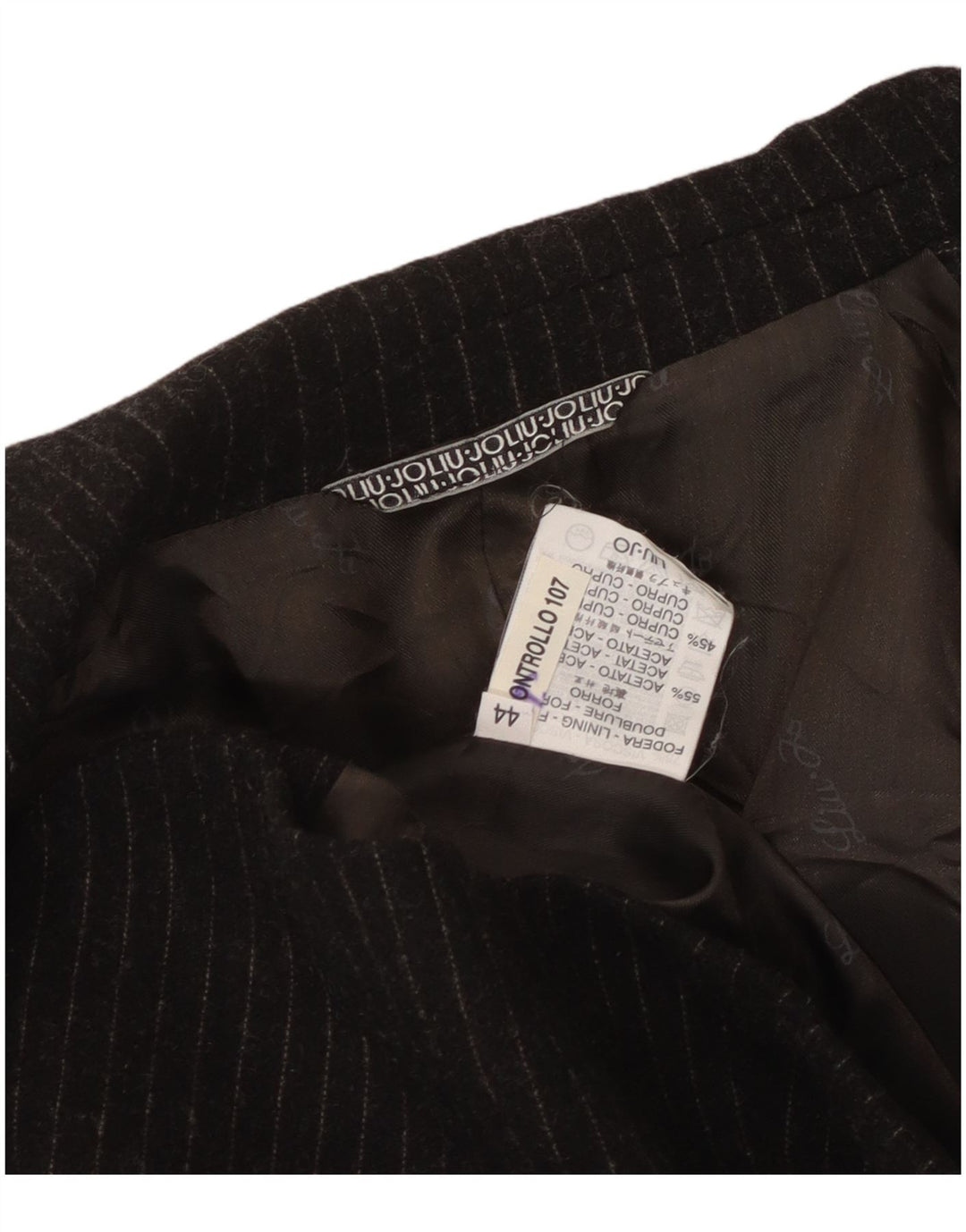 Liu Jo Dame 2 Button Blazer Jacket IT 44 Medium Black Pinstripe Acetate