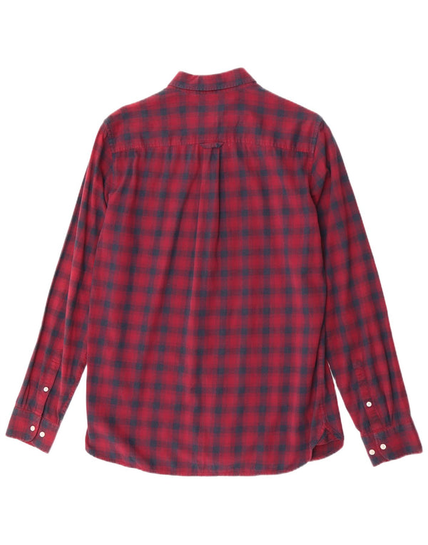 Superdry Flanelskjorte til mænd Medium Bourgogne ternet bomuld