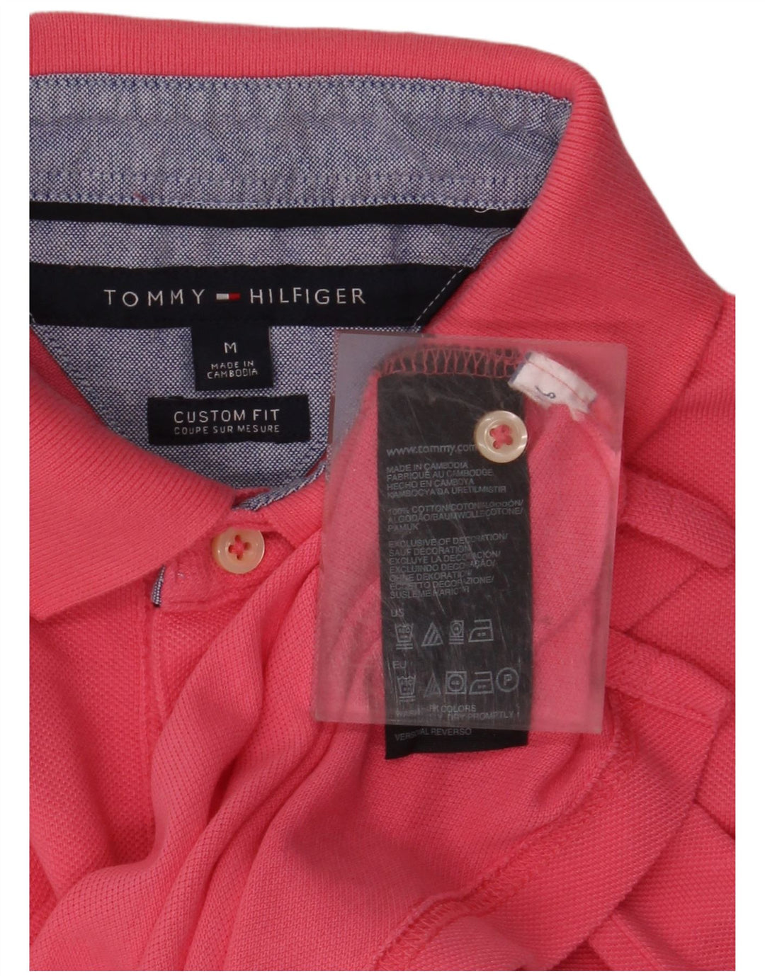 TOMMY HILFIGER Herre Custom Fit Polo Shirt Medium Pink Bomuld