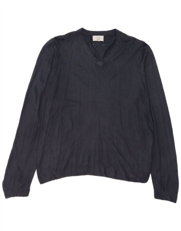 Marks & Spencer Herre Regular Fit V-hals sweater Stor marineblå