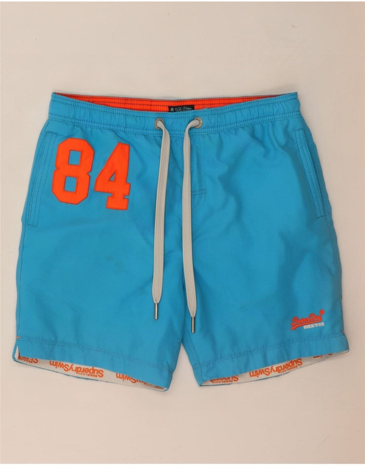 Superdry Grafiske svømmeshorts til mænd, store blå polyester