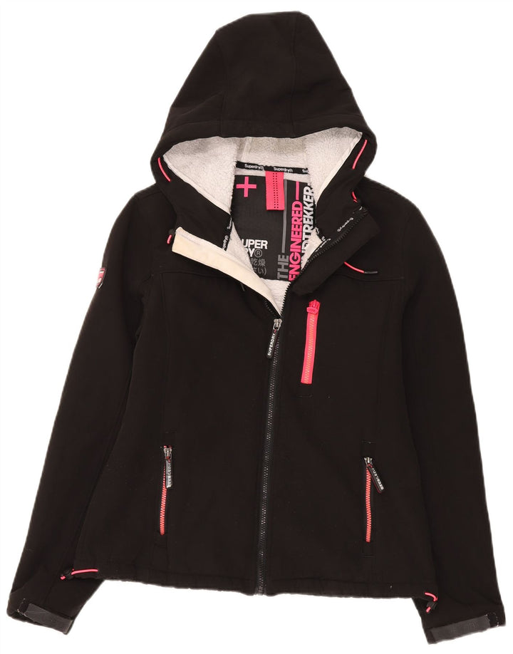 Superdry vindjakke med hætte til kvinder UK 12 Medium Sort