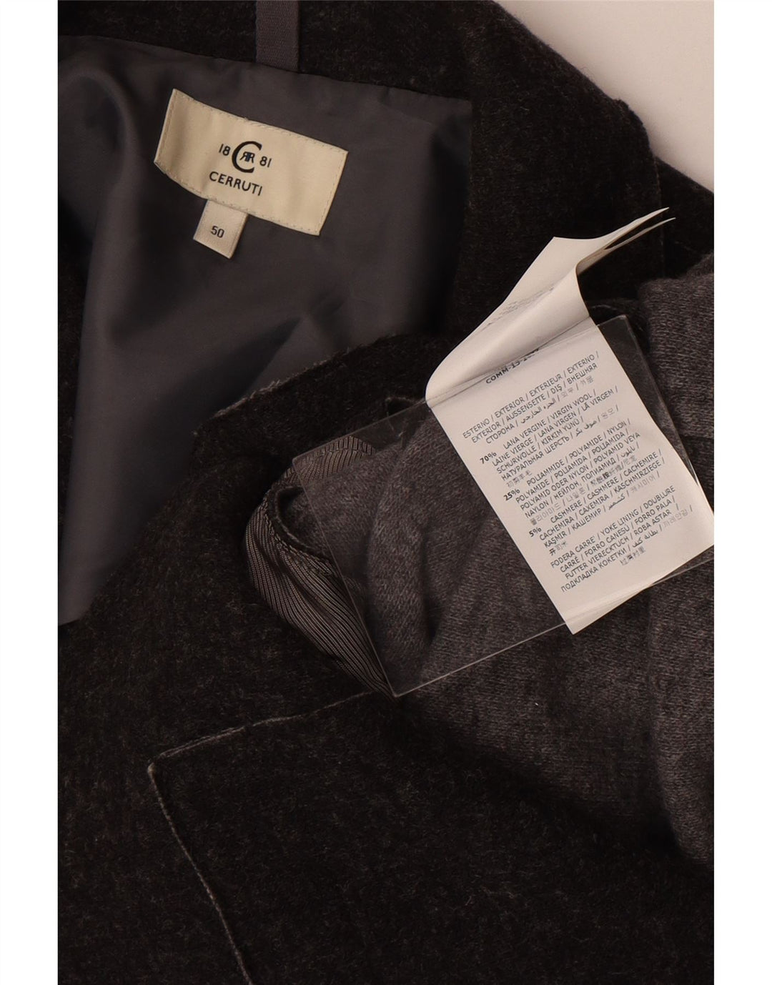 Cerruti 1881 dame 3-knaps blazerjakke IT 50 XL grå uld
