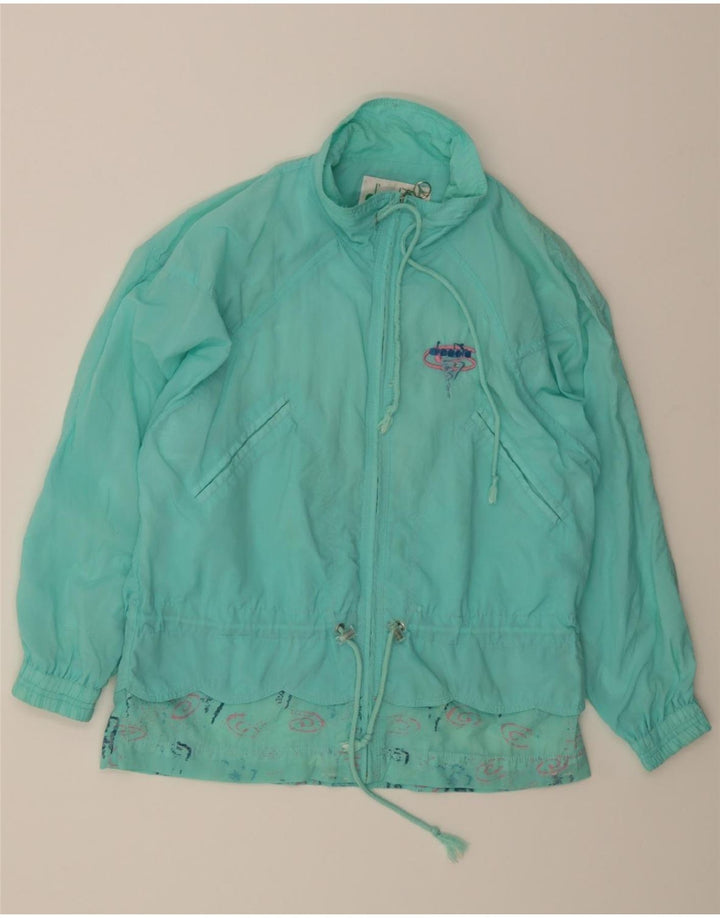 DIADORA Womens Oversized Windbreaker Jacket UK 6 XS Turquoise Polyester Vintage Diadora and Second-Hand Diadora from Messina Hembry 