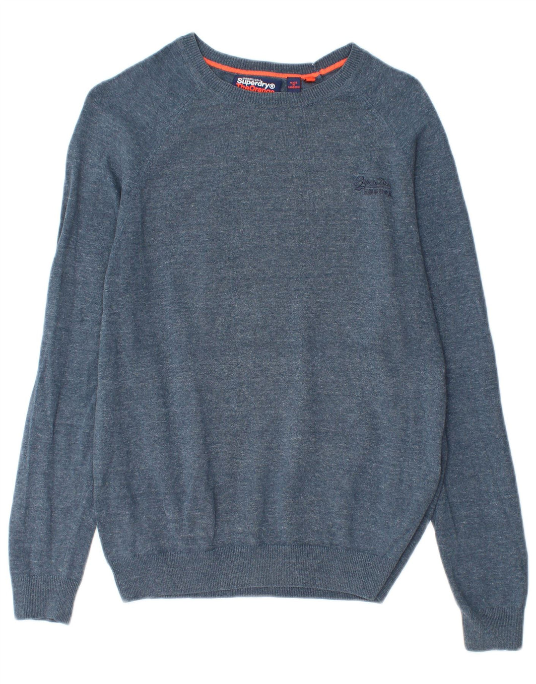 Superdry Dame Boat Neck Jumper Sweater UK 14 Medium Blue Bomuld