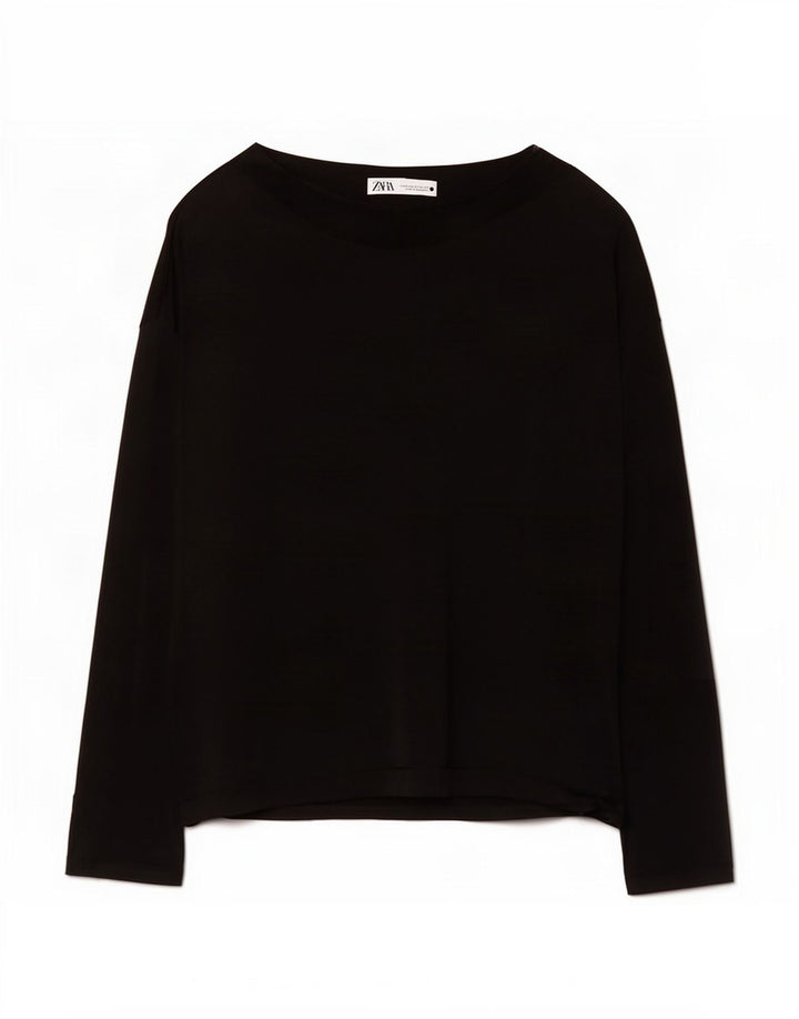 Zara Dame Oversized Top Langærmet UK 18 XL Sort