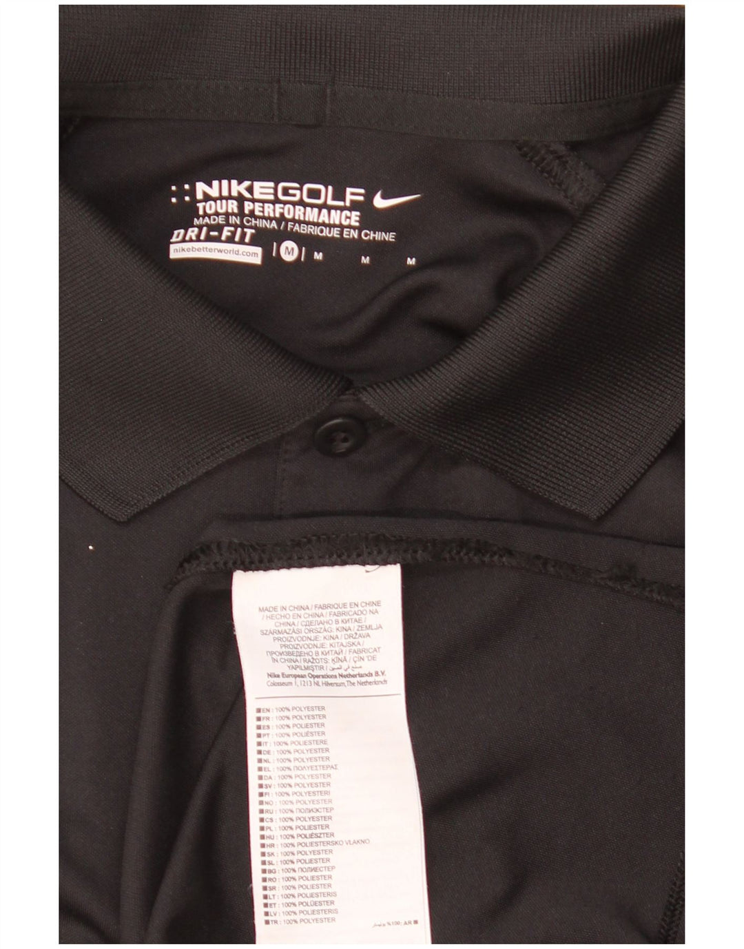 Nike Herre Dri Fit grafisk poloskjorte medium sort polyester