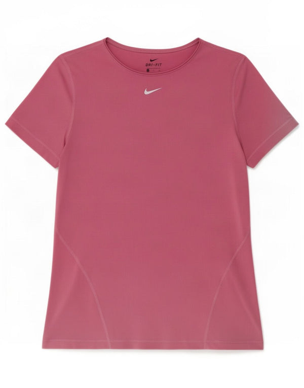 Nike Dame Dri Fit T-Shirt Top UK 10 Small Pink Polyester