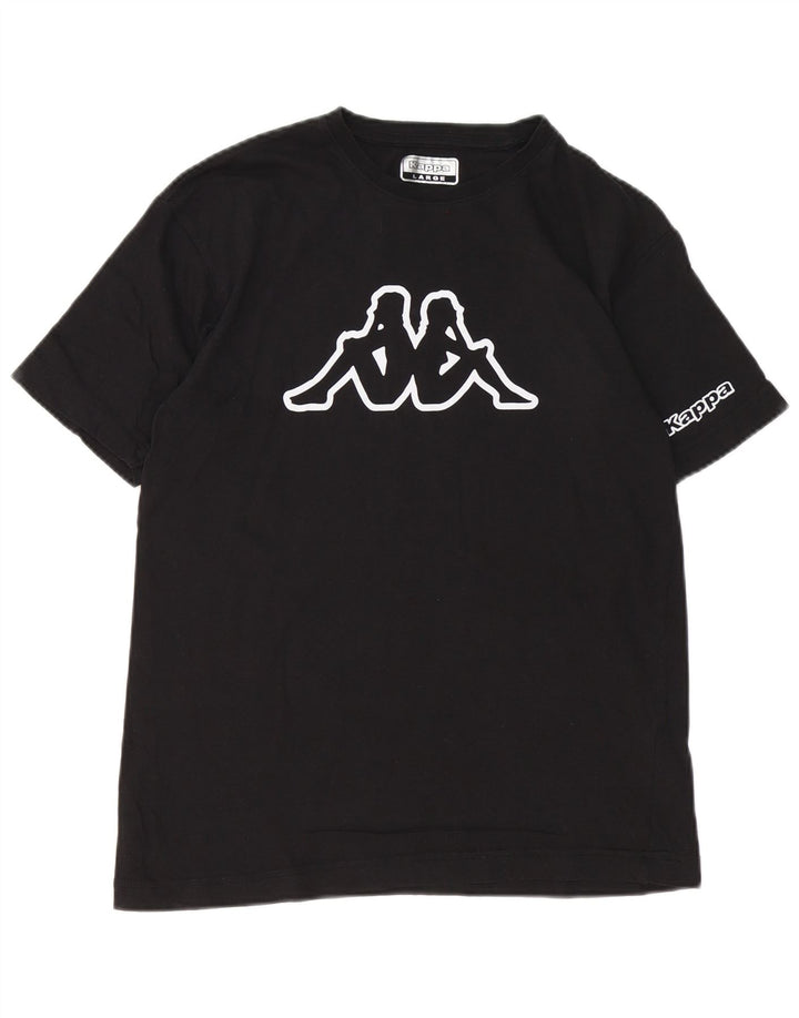 Kappa Dame Grafisk T-Shirt Top Stor Sort Bomuld