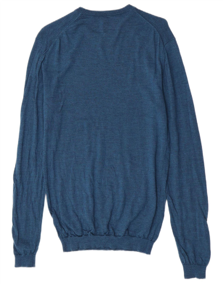 Jack Wills Herre Crew Neck Jumper Sweater Medium Blue Merino Wool