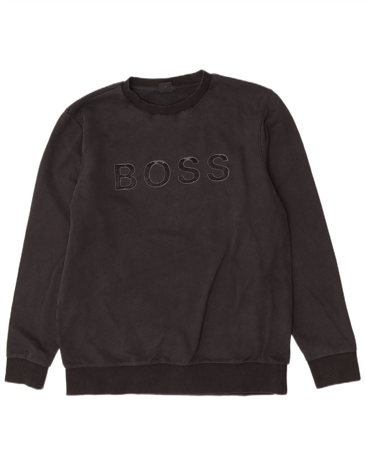 Hugo Boss Herre Grafisk Regular Fit Sweatshirt Jumper Stor Sort Bomuld