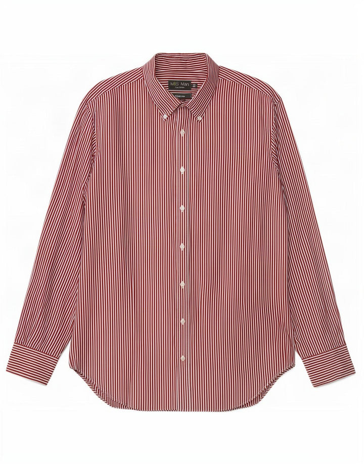 Marks & Spencer Herre Regular Fit skjorte str. 42 16 1/2 Stor rød nålestribe