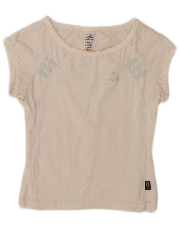 Adidas Womens Crop T-Shirt Top UK 12 Medium White Bomuld