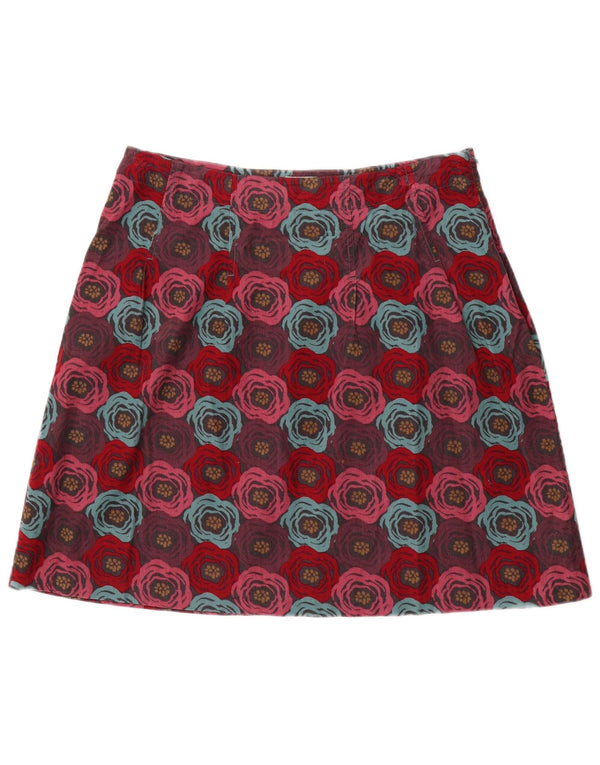 Seasalt Womens Corduroy Nederdel UK 14 Large W34 Burgundy Floral Cotton