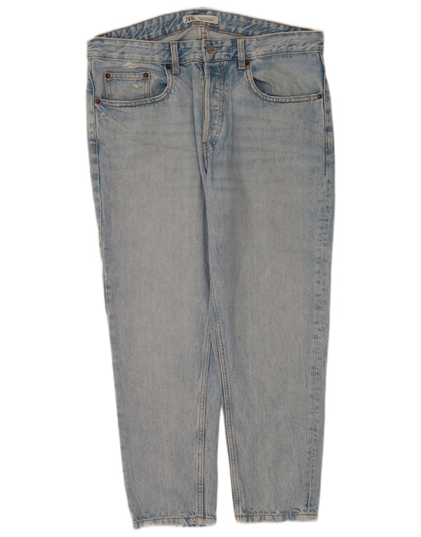 Zara Herre Cropped Jeans EU 44 Large W34 L25 Blue Cotton