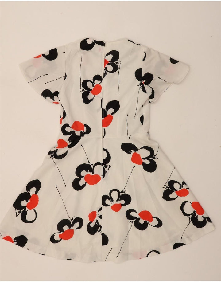 DIOLEN Womens A-Line Dress IT 42 Medium White Floral Polyester Vintage Diolen and Second-Hand Diolen from Messina Hembry 