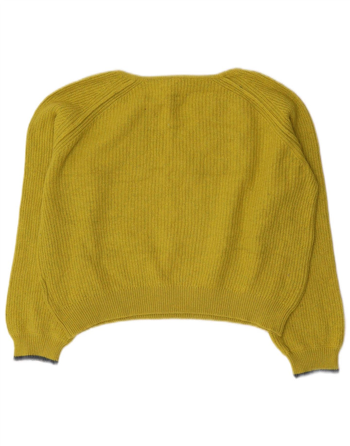 White Stuff Womens Crop V-hals sweater UK 12 Medium Yellow