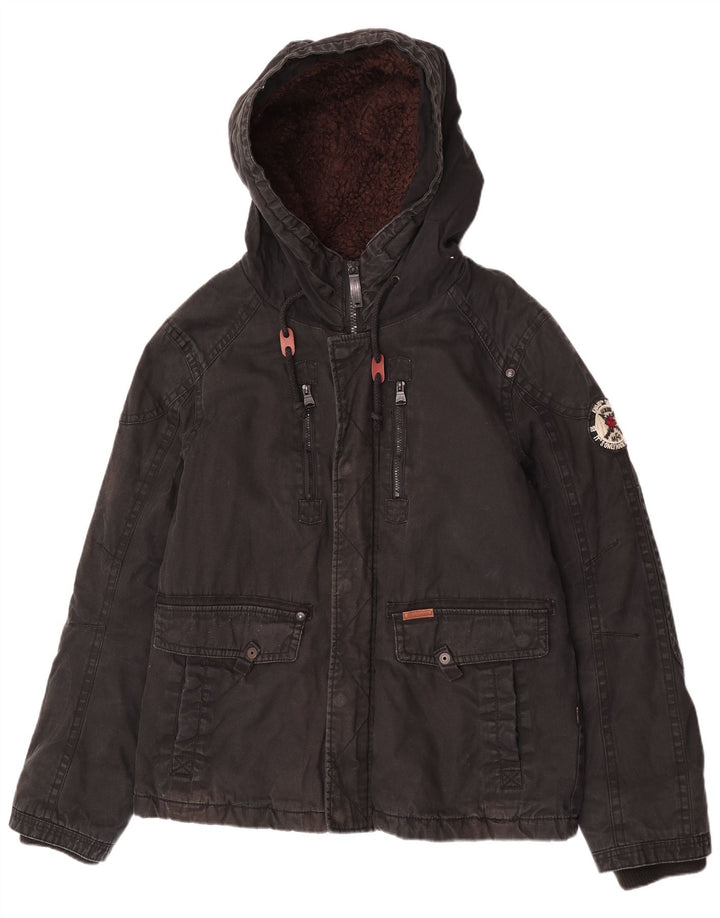 KHUJO Herre Hooded Utility Jacket UK 40 Large Black