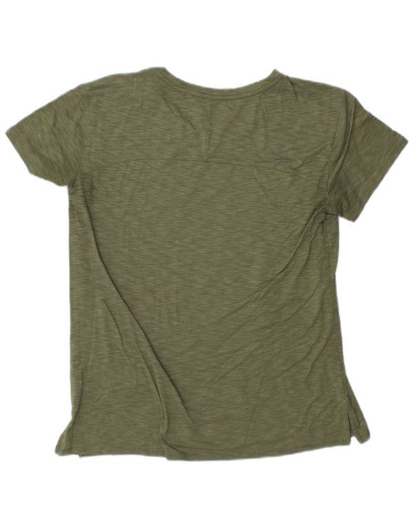 L.L.BEAN T-shirt top til kvinder UK 10 Small Khaki Flecked Polyester