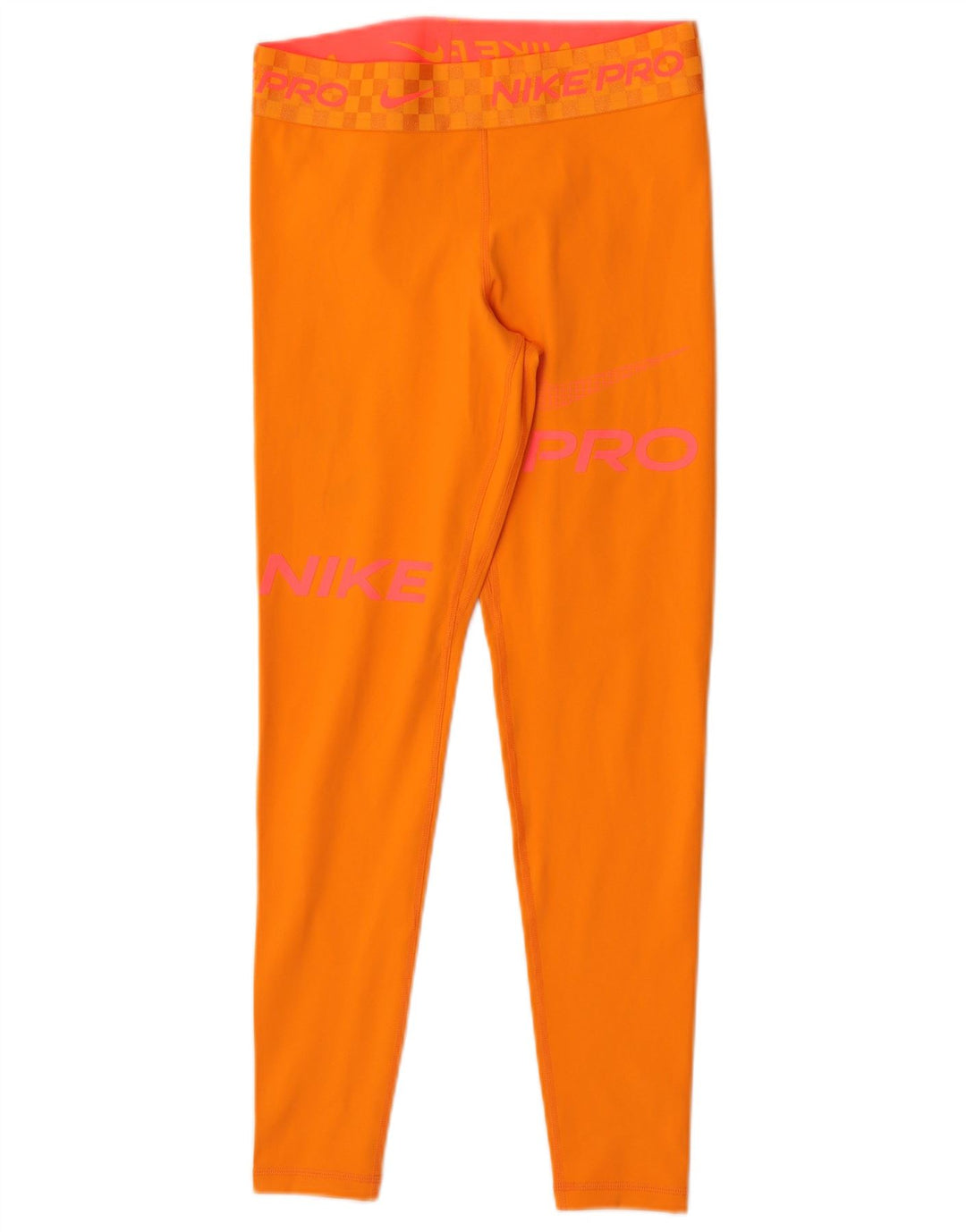 Nike Dame Dri Fit Grafiske Leggings UK 12 Medium Orange Polyester