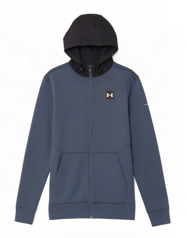 Under Armour Herre grafisk hættetrøje med lynlås mellemblå farveblok