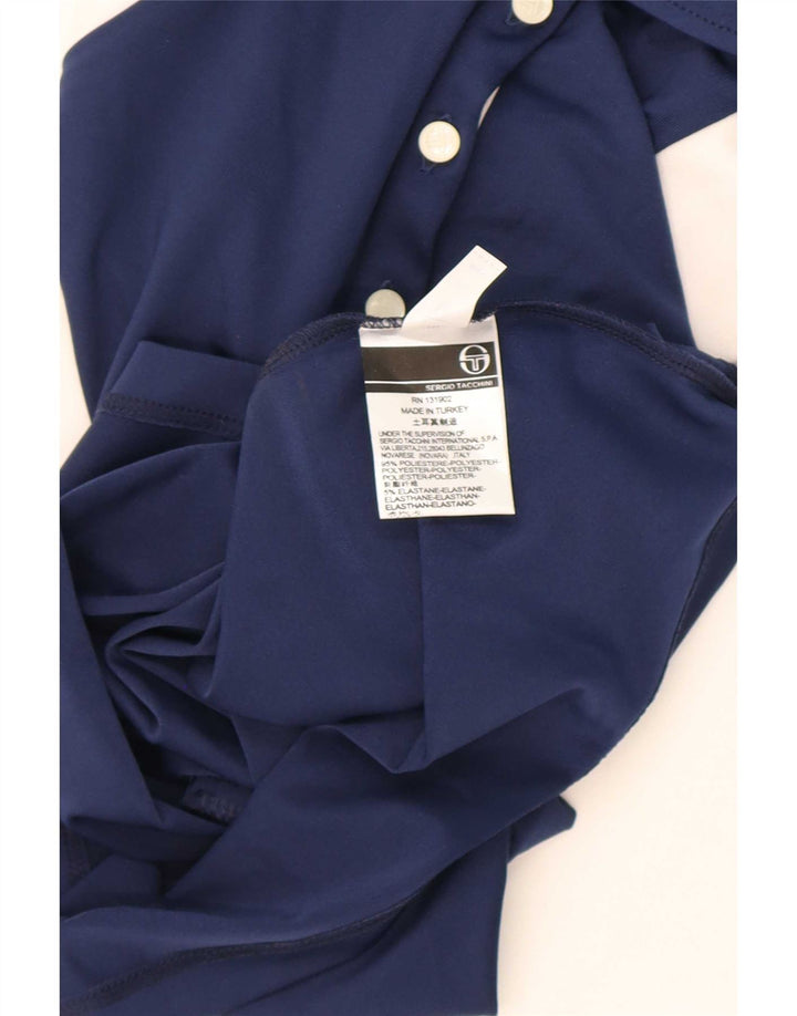 Sergio Tacchini Dame poloshirt IT 44 Medium Navy Blue Colourblock
