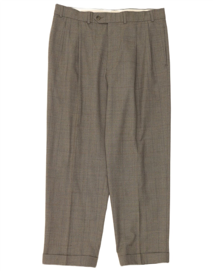 Marks & Spencer Herre Pegged Suit Bukser W36 L29 Grå ternet uld