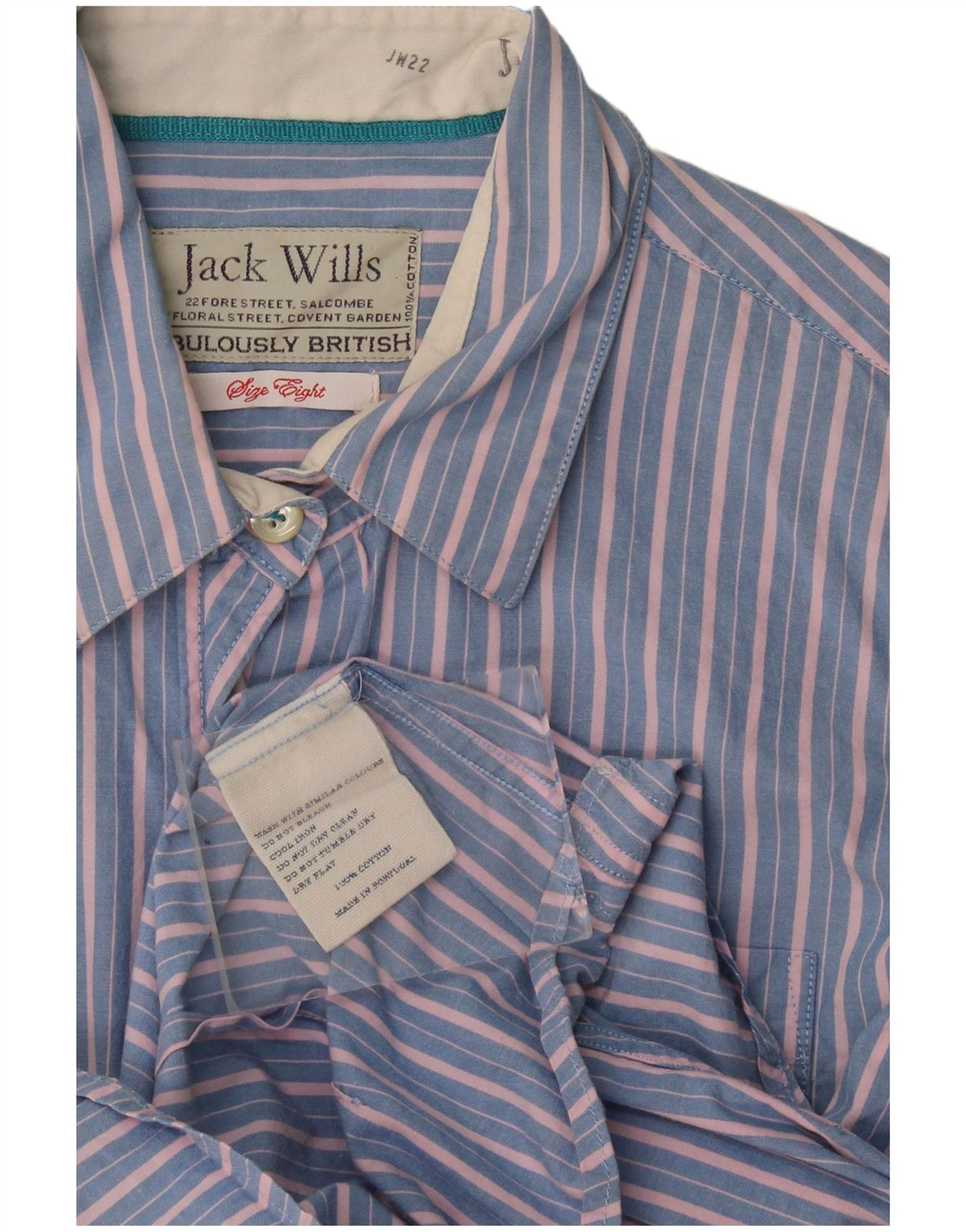 Jack Wills Dameskjorte UK 8 Lille blå stribet bomuld