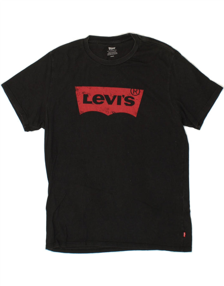 LEVI'S Mens Graphic T-Shirt Top Medium Black Cotton Vintage Levi's and Second-Hand Levi's from Messina Hembry 
